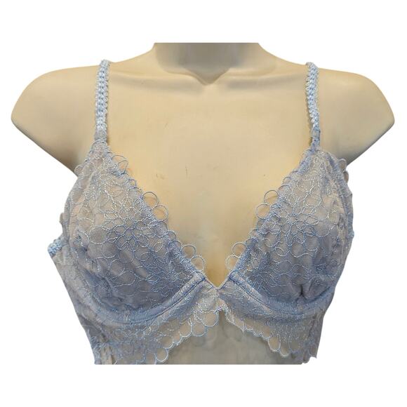 NEW Free People Bra lingerie sexy flirty 34C Lucia Underwire Blue Hydrandea NWT - Picture 2 of 6